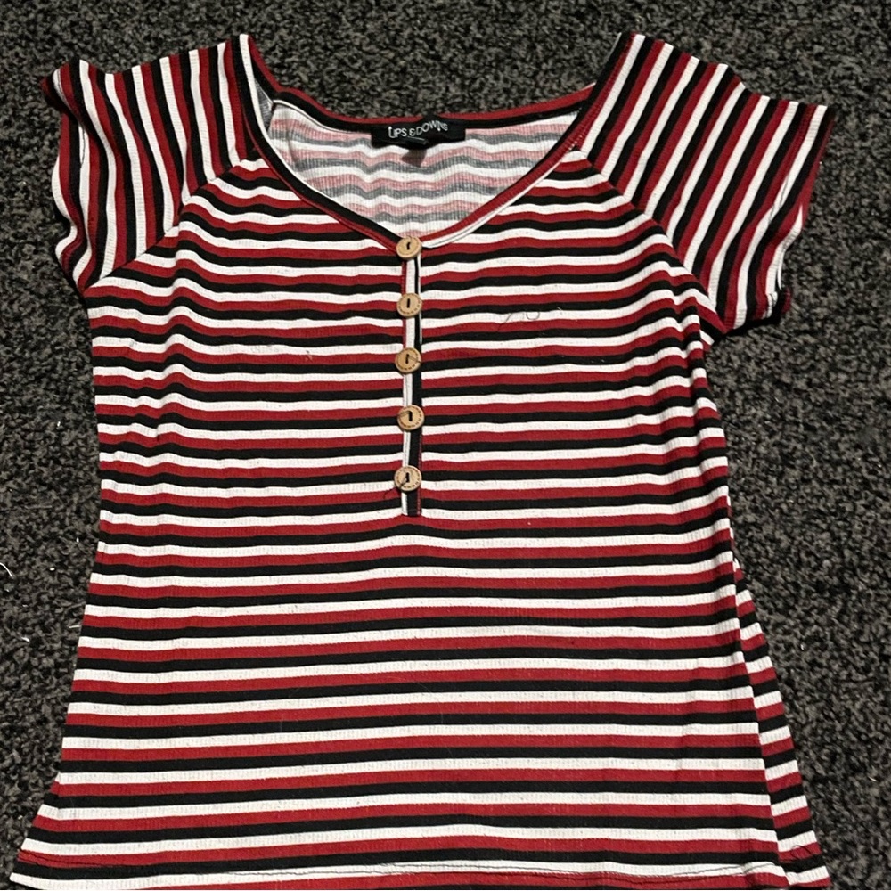 Stripped button crop top
